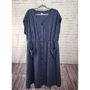 Old Navy Navy Striped Midi Dress
